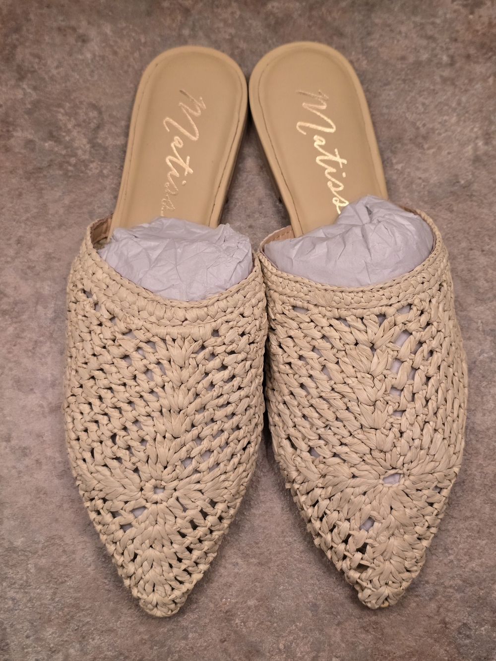 Women's Matisse Cream Crochet Pointed Mule Slip-Ons